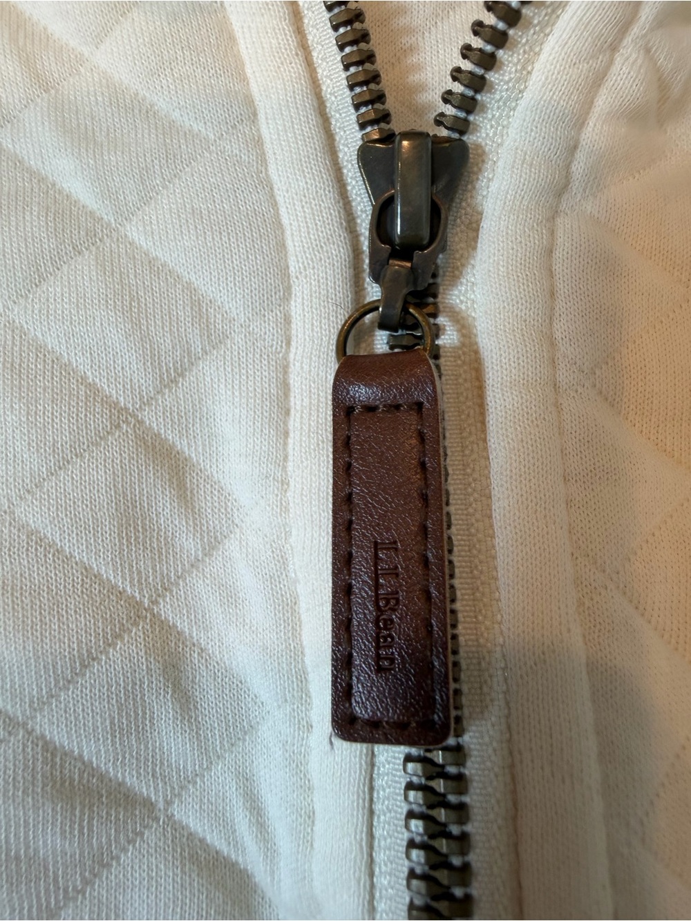 L.L. Bean Quilted Quarter-Zip Pullover Sweatshirt Cream / Ivory Petite Large - Picture 13 of 13